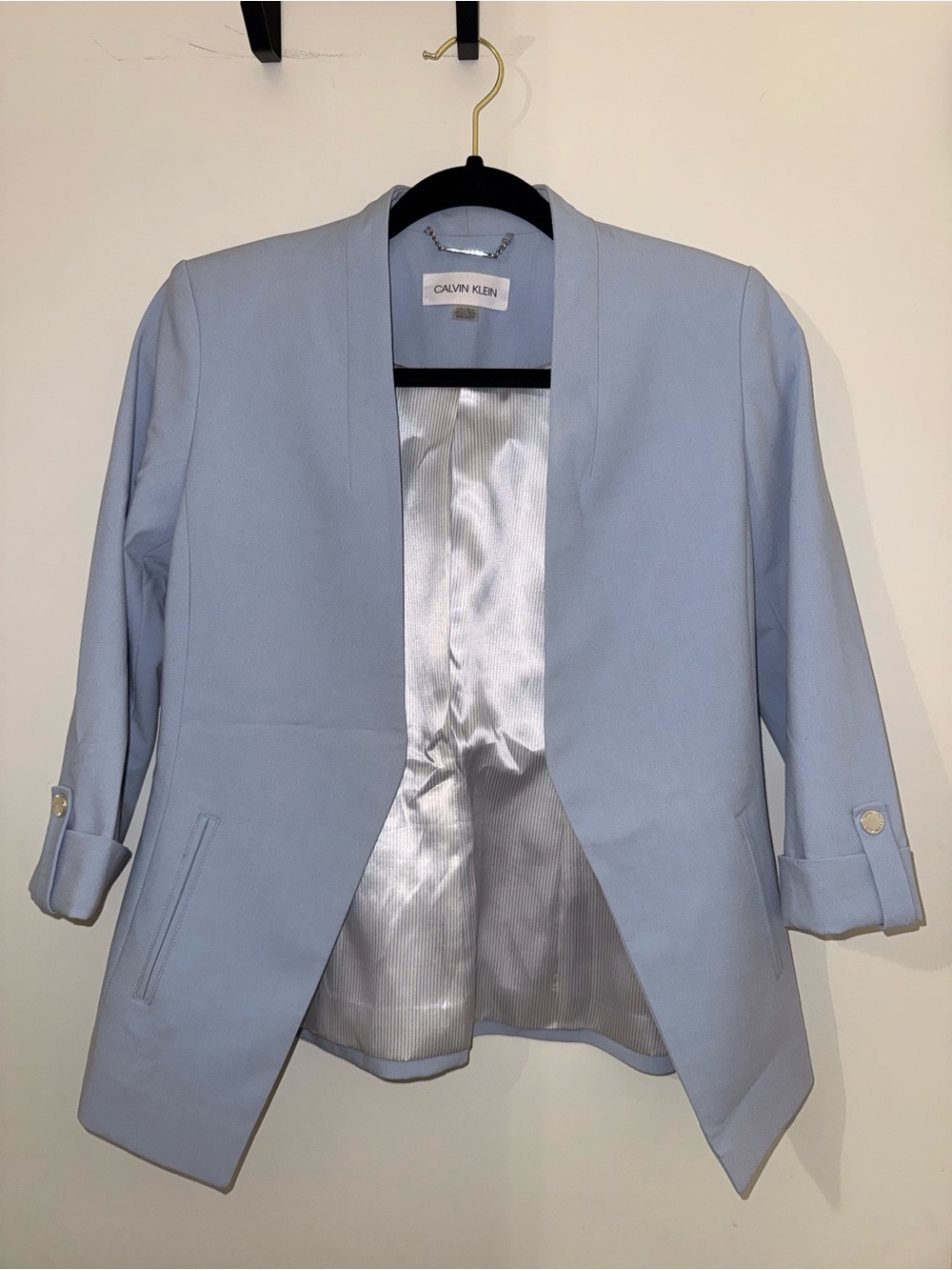 Calvin Klein Pastel Blue Open-Front Blazer